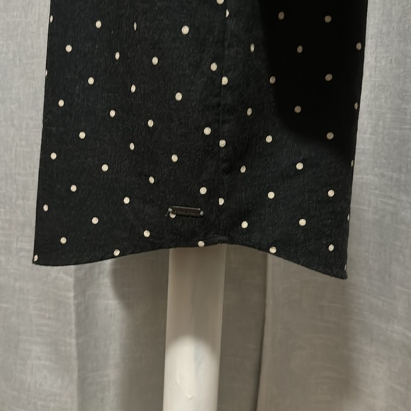 Eddie Bauer Shirt Dress-Cotton-Sz 8-Gray/White Polka Dot-PopOver-Tie Waist-EUC - Picture 9 of 16